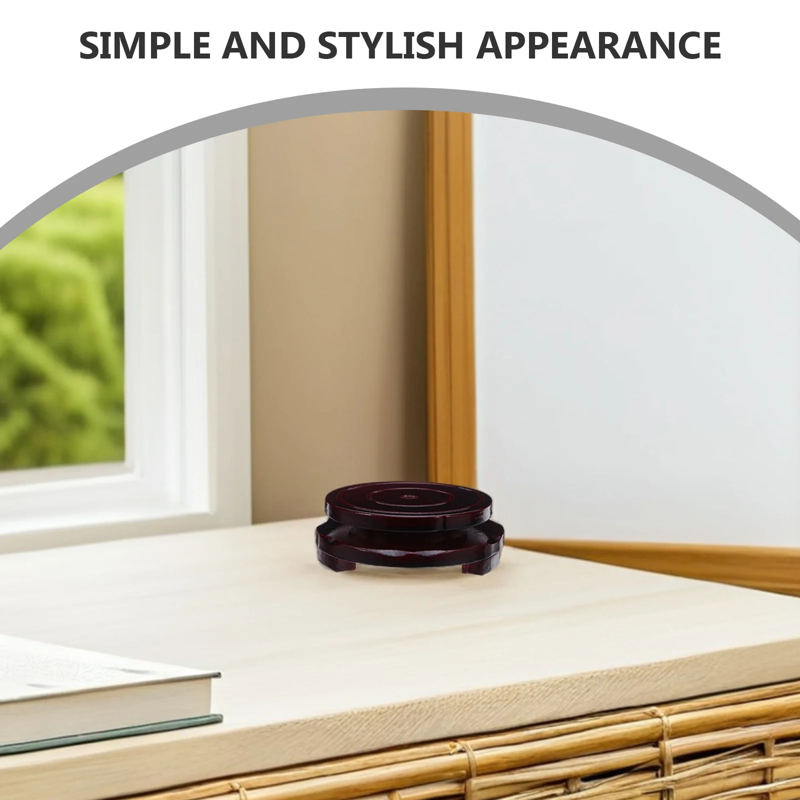 

2Pcs Rotating Display Stand Wooden Base 8cm Diameter Brown Round Pedestal Vase Lamp Teapot Crystal Decor Risers