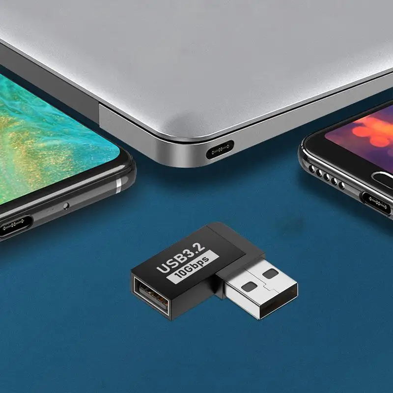 USB 3.0 męski na żeński 90-stopniowy przedłużacz kątowy Adapter USB Upward Elbow Adapter 10Gbps do laptopa PC Złącze Converte