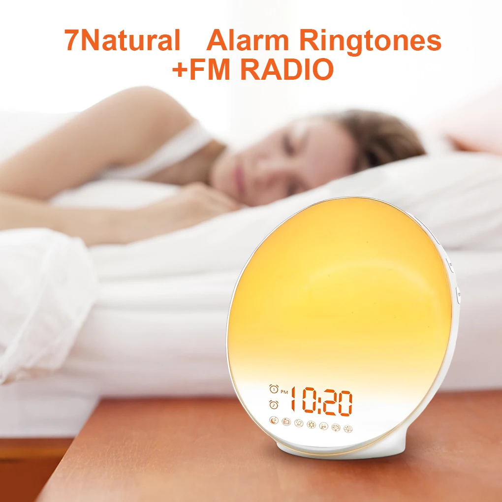 

LED Wake-up Light Alarm Clock Color-Changing Nightlight Lamp Adults Kids