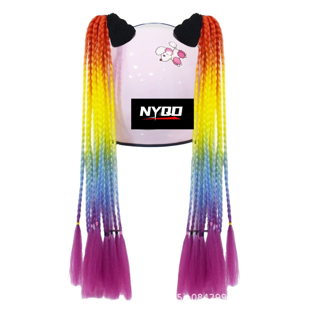 New Motorcycle Helmet Braids Jumbo Pigtails Ponytail Twist For Women Men Children Gift Motorbike Riding Skiing Helmet Decors