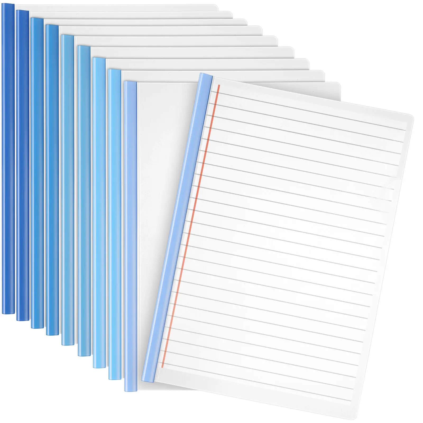 

10Pcs Ocean Theme Transparent Slide Bar Folder A4 Plastic Portfolio Folder for Resume Presentation Reports Document Organization
