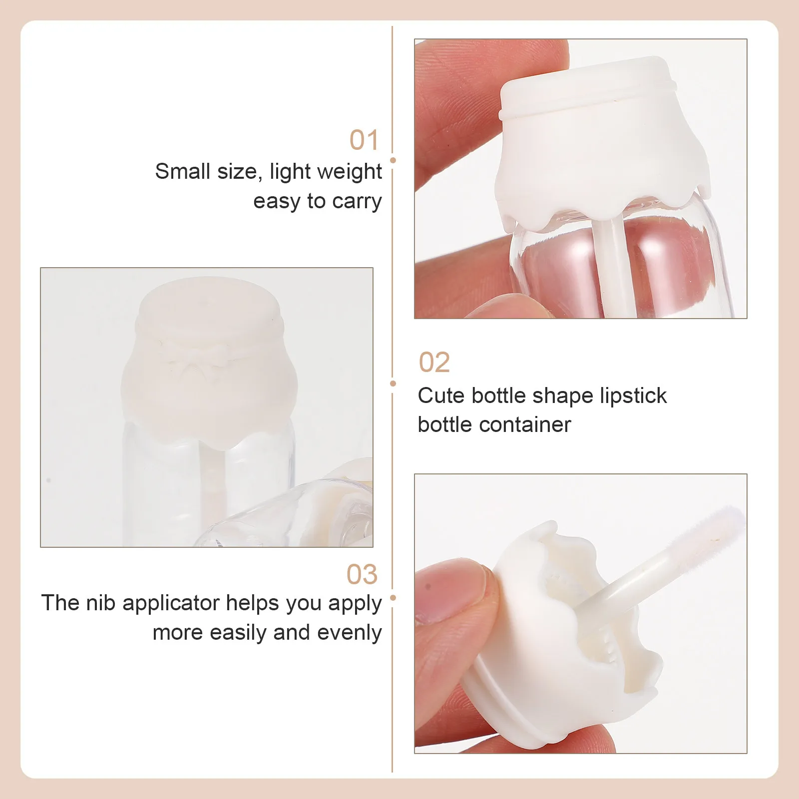 20Pcs Lip Gloss Tubes Empty Bottle Shape Durable Plastic Refillable Lip Balm Containers with Brush for Home Travel