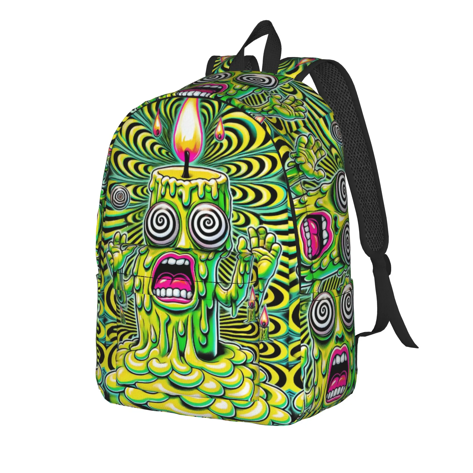 Hip Hop Retro Green Psychedelic Monster Backpack  University Backpacks Boy Custom Lightweight School Bags Casual Rucksack