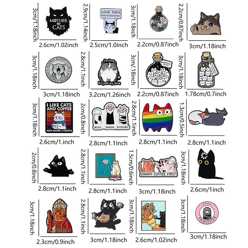 Niedliche Cartoon-Katzen-Kollektion Emaille-Pins Ich mag Katzen & Kaffee Schwarze Katze Void Spinning Loading Metallbrosche Schmuck Großhandel – Detail 1