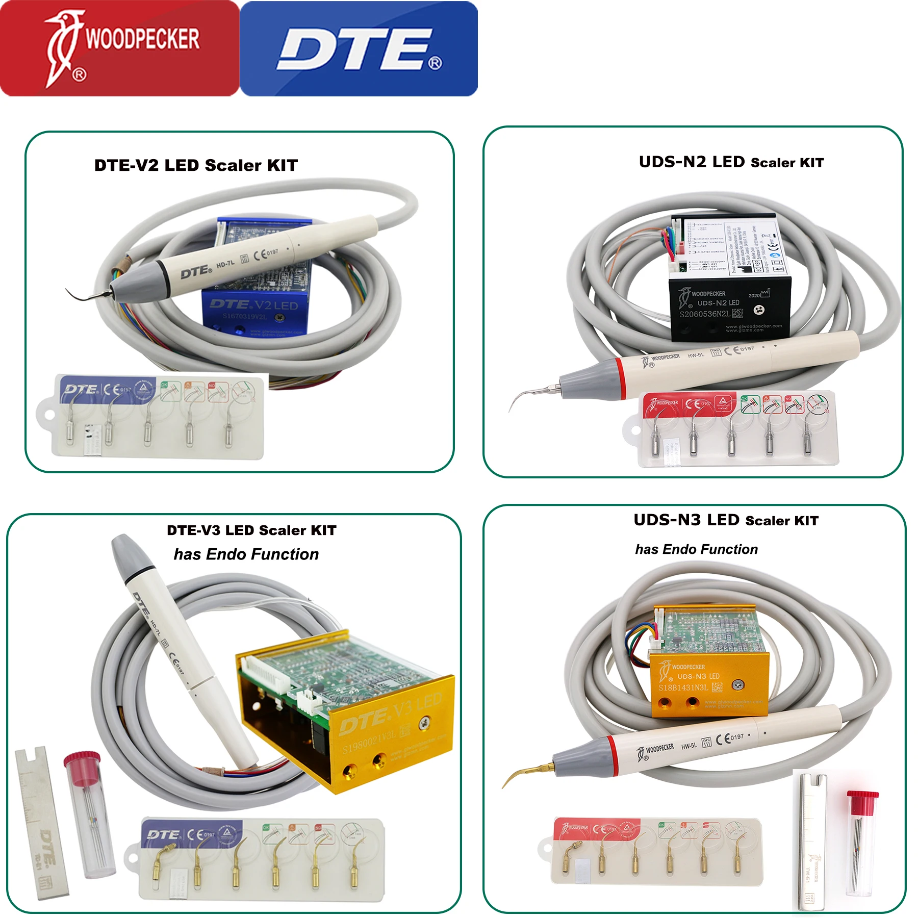 

Woodpecker DTE Dental Ultrasonic Scaler LED N2/N3 V2/V3 Scaler Scaling/Endo/Perio Function scaler Fit Dentist Chair Unit