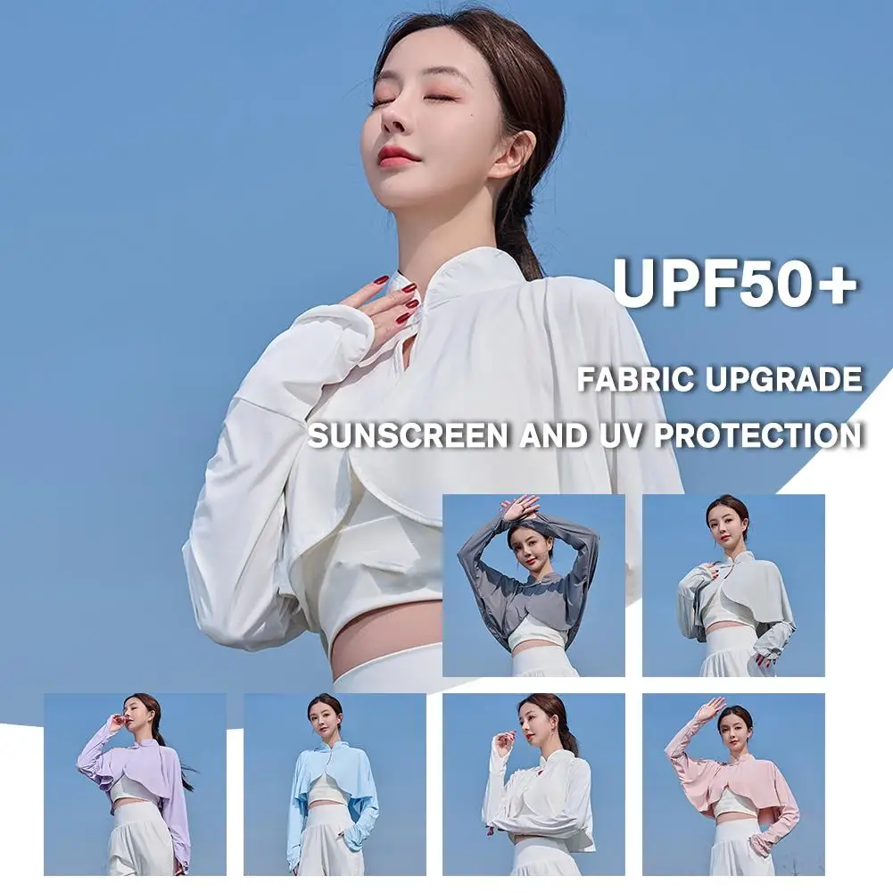 Camisa de protección solar de seda de hielo para mujer, protector solar transpirable, estilo ligero, protección Uv fresca, A7X7