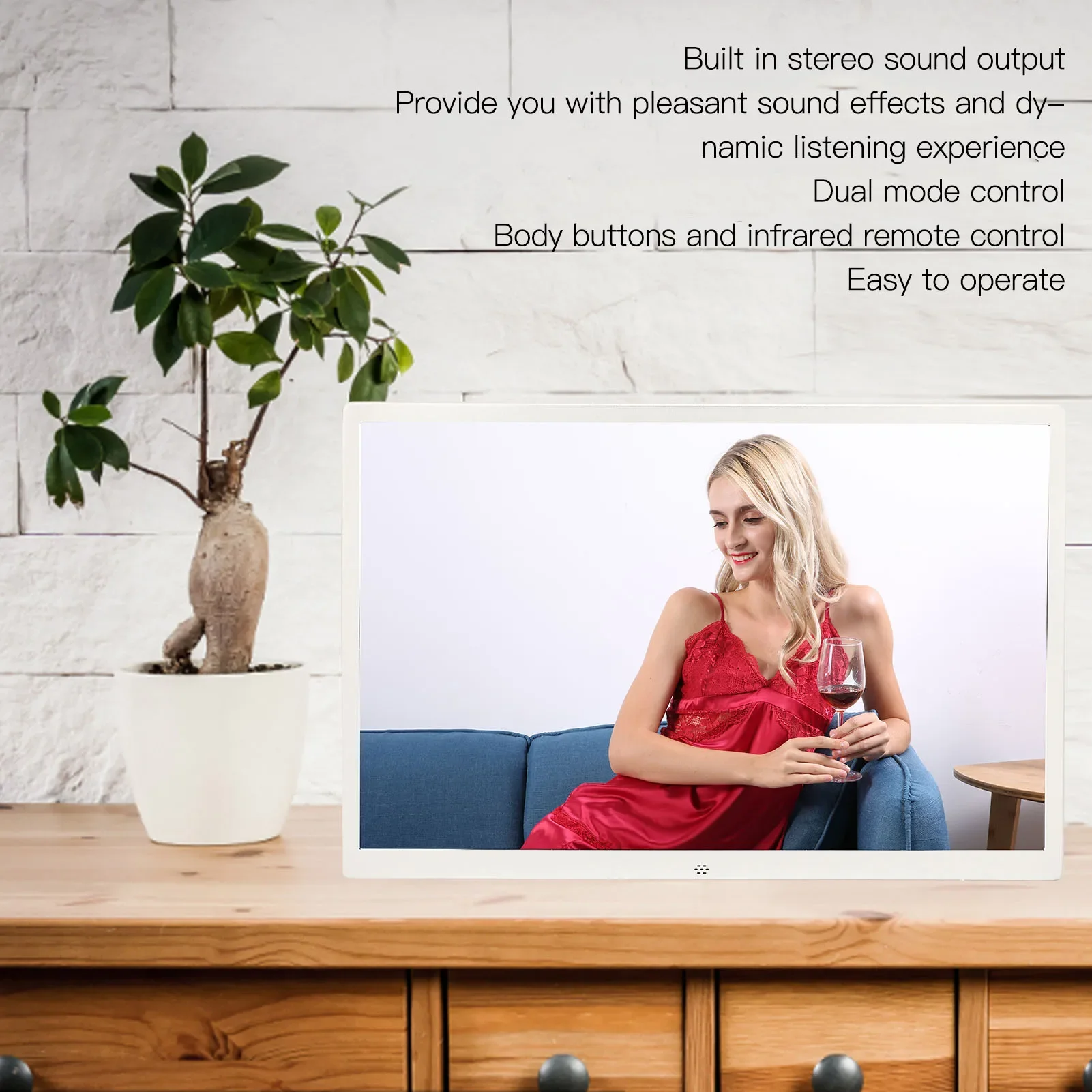 17 Inch Digital Photo Frame Multifunctional Aluminum Alloy 1080P Electronic Photo Frame Video Display Silver Electronic Album