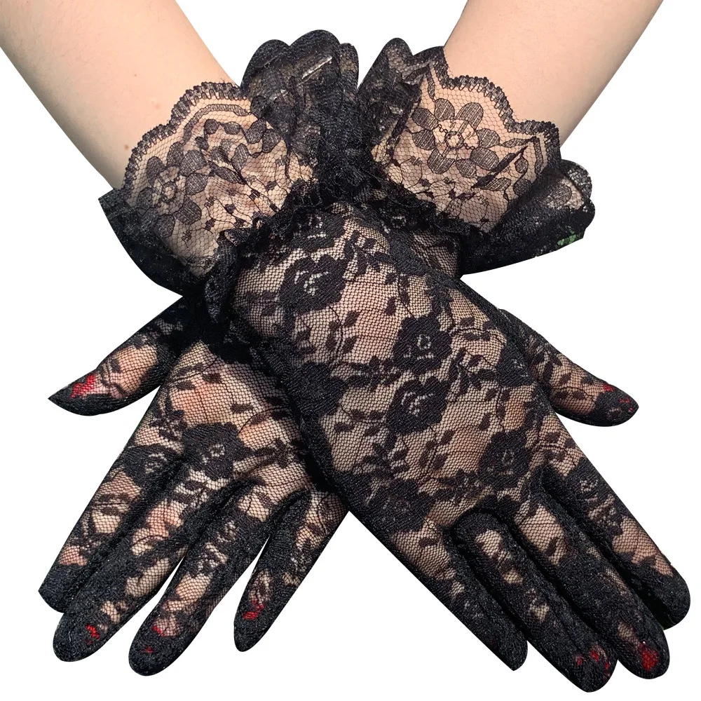 Lace gloves for children, lace gloves for ceremonial dress-up, performance gloves, Halloween cross-border tea party gloves