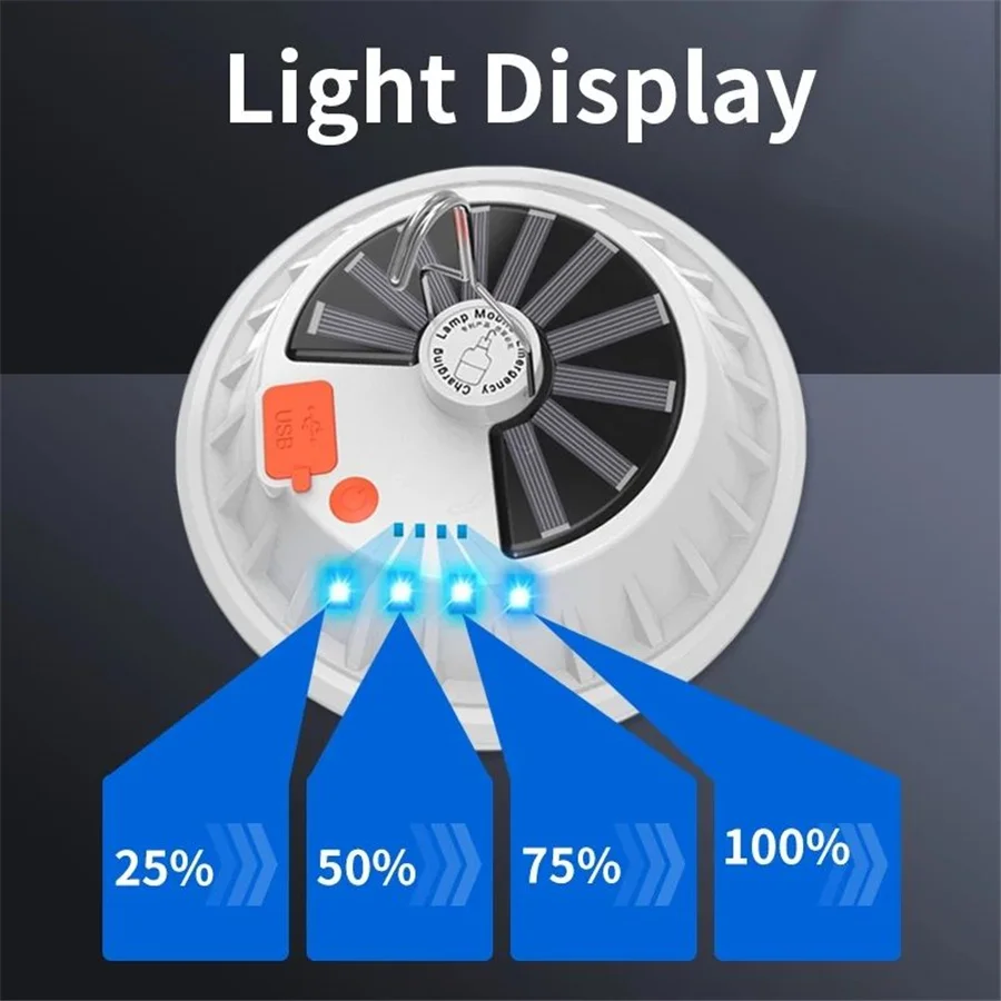 Super Bright LED Solar Camping Light Remote Control Rechargeable Outdoor Tent Lamp Portable Lantern Emergency Night Market Light