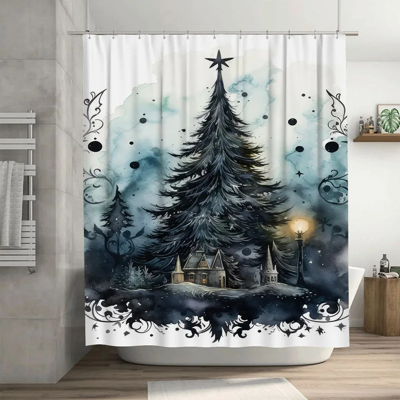 Tuniu باطني الغابات ستارة حمام القوطية المشهد دش الستار مخيف هالوين ديكور خمر الظلام الأكاديمية غرفة مقسم Bac #1