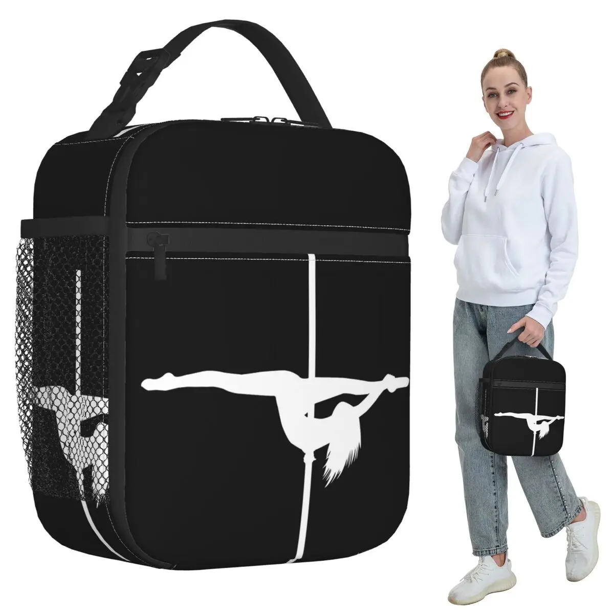 Split Pole Dancer White Insulated Lunch Bag for Women Office Cooler Thermal Food Box Tote Leakproof Lunch Boxes Container