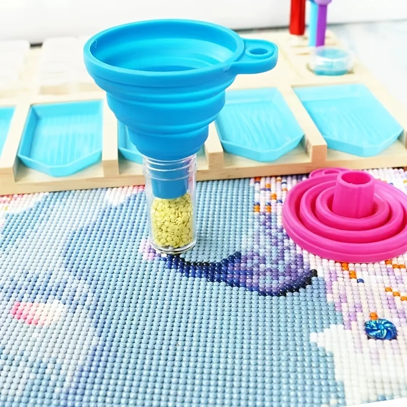 3x Mini DIY Diamond Painting Cross Stitch Funnel Retractable Foldable Tools Embroidery for Paints, Glitter, Powders, Beads
