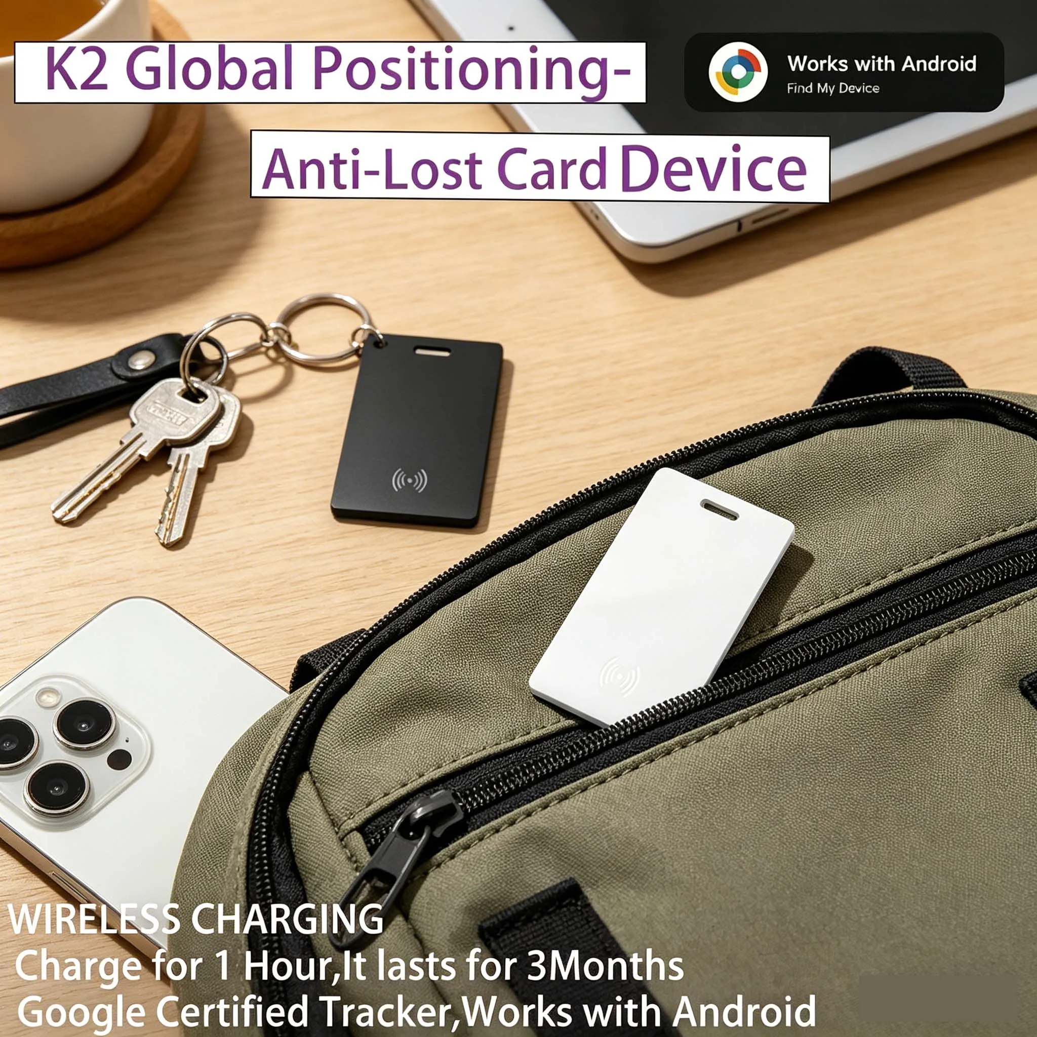 Wireless Charging IP67 Waterproof GPS Locator Real-Time Tracking For Android Google Find My/AirTag Anti-Lost Security Tracker