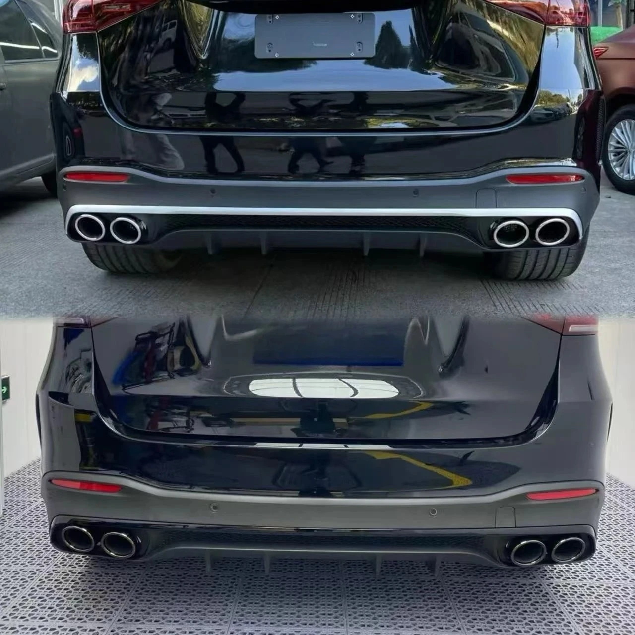 For  GLE Class W167 Upgrade To GLE53 Style Rear Lip With Exhaust Dream Garage GLE53 Rear Diffuser With Exhaust Tip