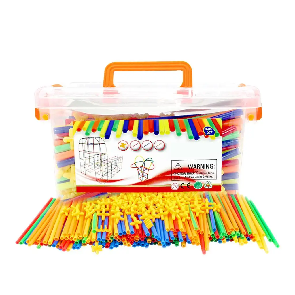 Straw Constructor Stem Building Toys 500 Pcs Building Sets Interlocking Plastic Engineering Toys Educational Toy