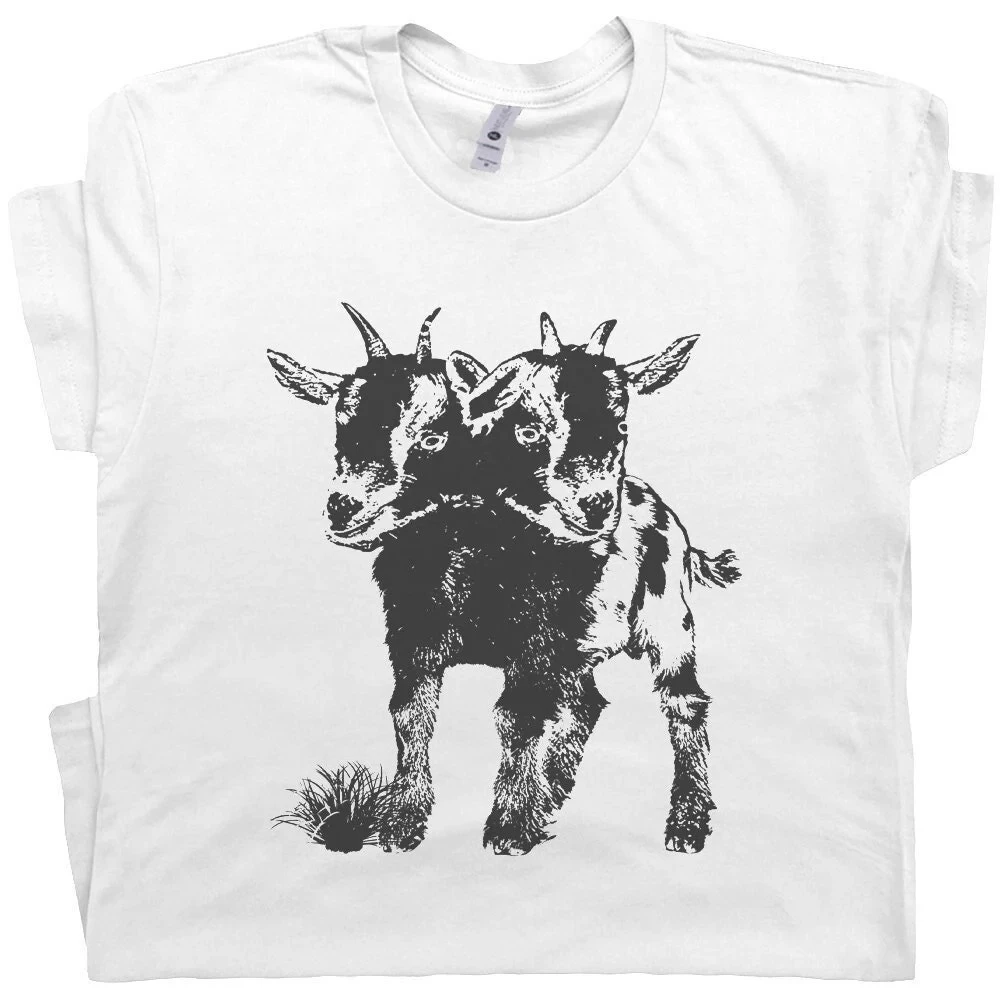Two Headed Goat Shirt Funny Shirt for  Men Cool Graphic T Shirts Weird Creepy Occult T Unusual Vintage Tee Freaky Animal Shirts