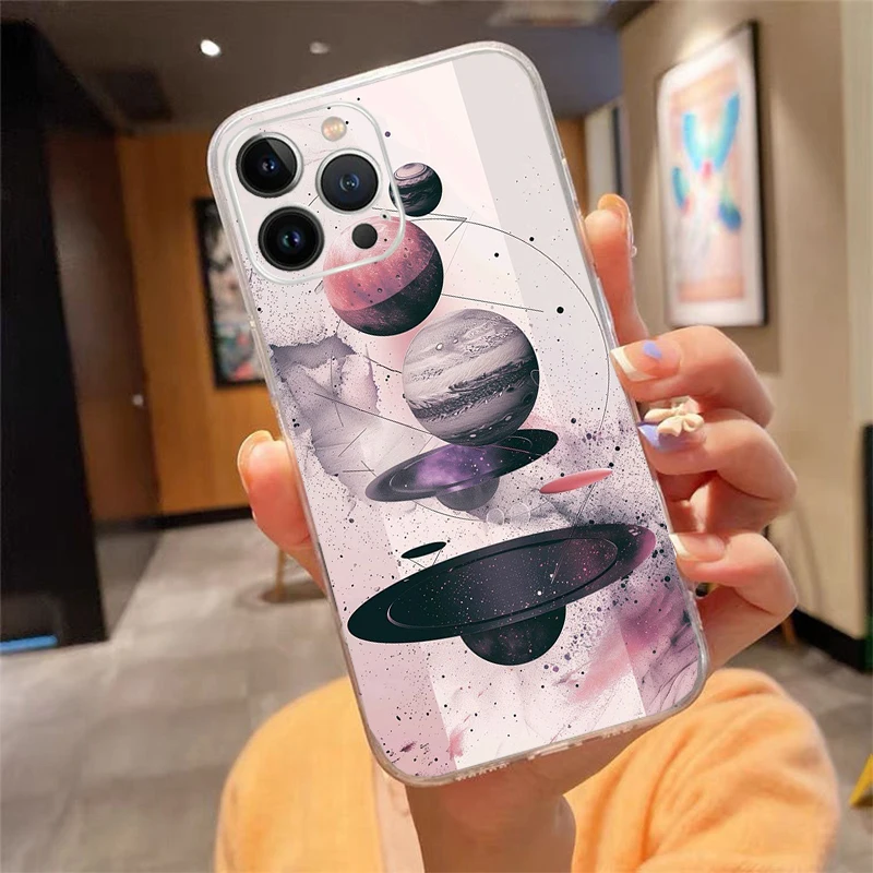 Universe Space Planet Telefoon Case Carcasa Funda Voor iPhone 17 Pro Max Air 16 15 14 13 Pro Max 15 16 Pro 15 Plus Case