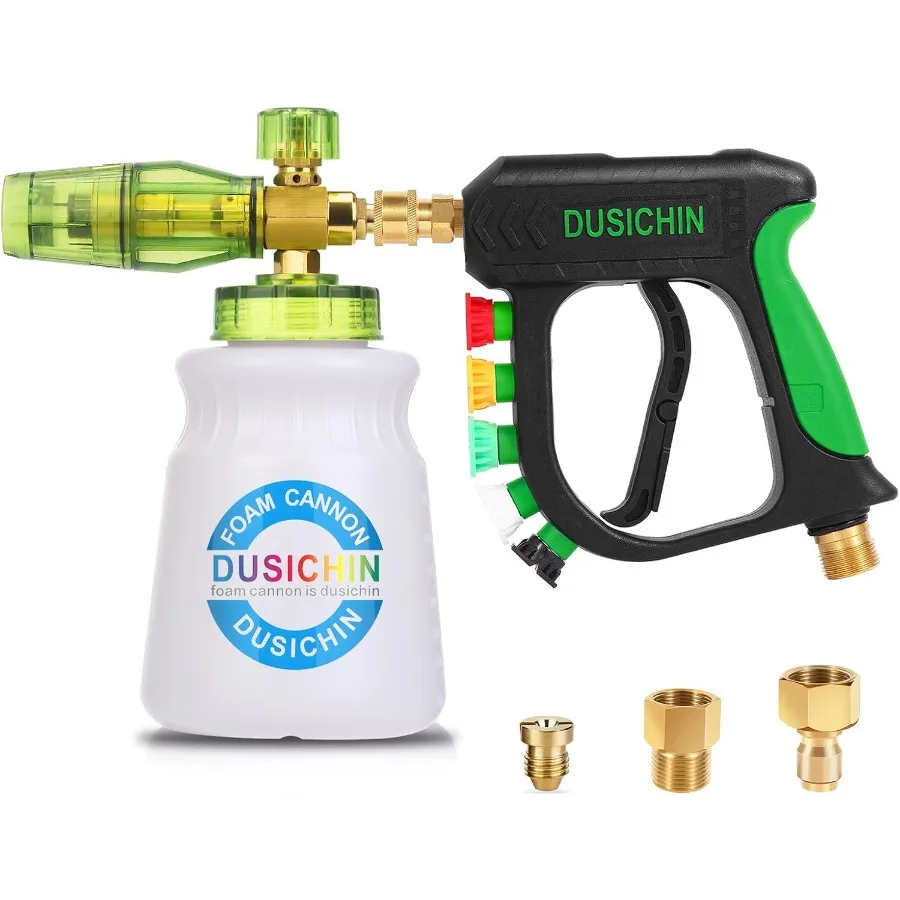 

Пистолет для мойки высокого давления с пеной Cannon4000 PSI Комплект для мойки автомобиля Распылитель для пены для снега с 1 4 быстрым разъемами и 5 насадками 1 л