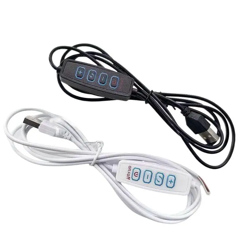 1Pcs 4-Key Controller 2CH USB 5V LED Tricolor Dimming Color Switch Cable Dimmer For Low Voltage LED CCT Bicolor Light