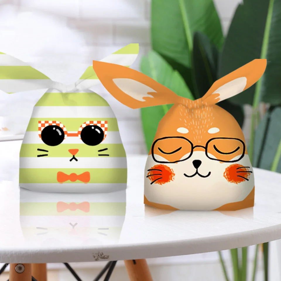 10/20 stücke Karton Kaninchen Ohr Taschen Kunststoff Tier Süßigkeiten Taschen Für Kinder Geburtstag Kekse Süßigkeiten Verpackung DIY Geschenke Liefert – Detail 4