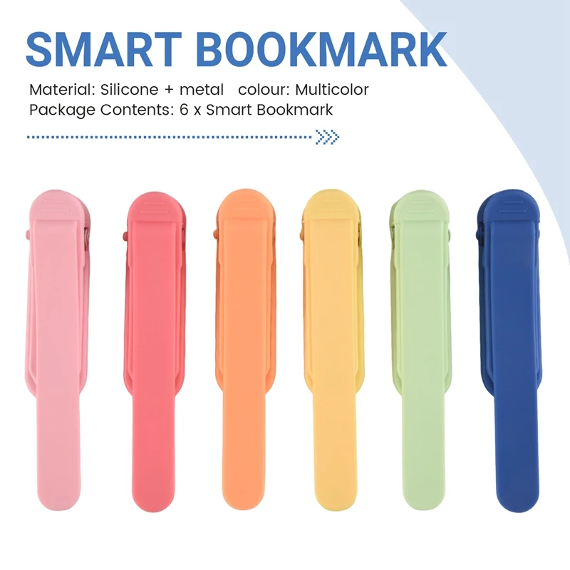 

Набор из 6 умных закладок, силиконовые закладки, аксессуары для книг, запасные части для книг, для любителей чтения, закладки для мужчин и женщин