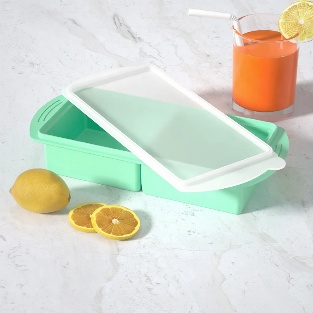 Flexible Silicone Ice Mold Whiskey Maker With Lid BPA Free Non Stick Freezer Storage Tray For Home Bar Party Drinks