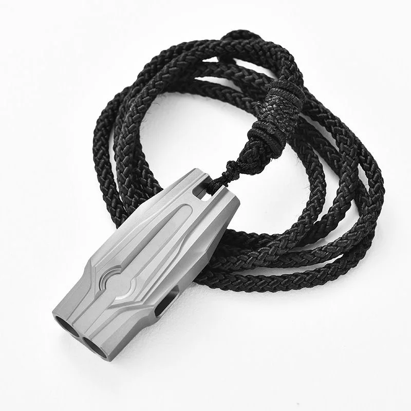 Titanium Alloy High Decibel Double Tube Whistle Camping Survival Portable Multifunctional EDC Whistle Outdoor Survival Equipment