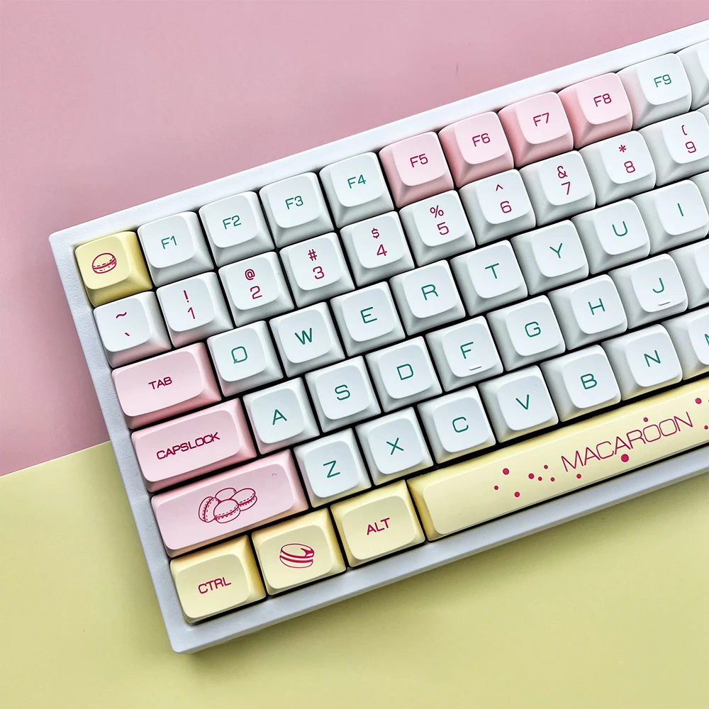 125 Keys Macaron Theme PBT Cute Pink White Keycap For Mechanical Keyboard MX Switch XDA Profile Dye Sublimation English Key Caps