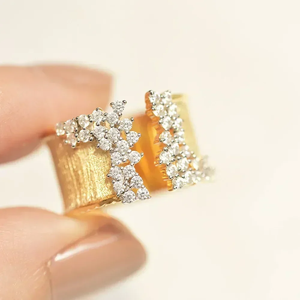 European and American Starry Sky Wide Edition Ring with Brushing Craftsmanship, Exquisite and Versatile Jewelry Opening