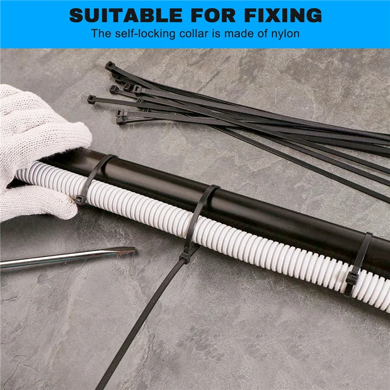 

A23E-500PCS Cable Ties Black Heavy Duty Zip Ties 2.5 X 100Mm, 2.5 X 150Mm, 2.5 X 160Mm, 2.5 X 200Mm, 2.5 X 300 Mm