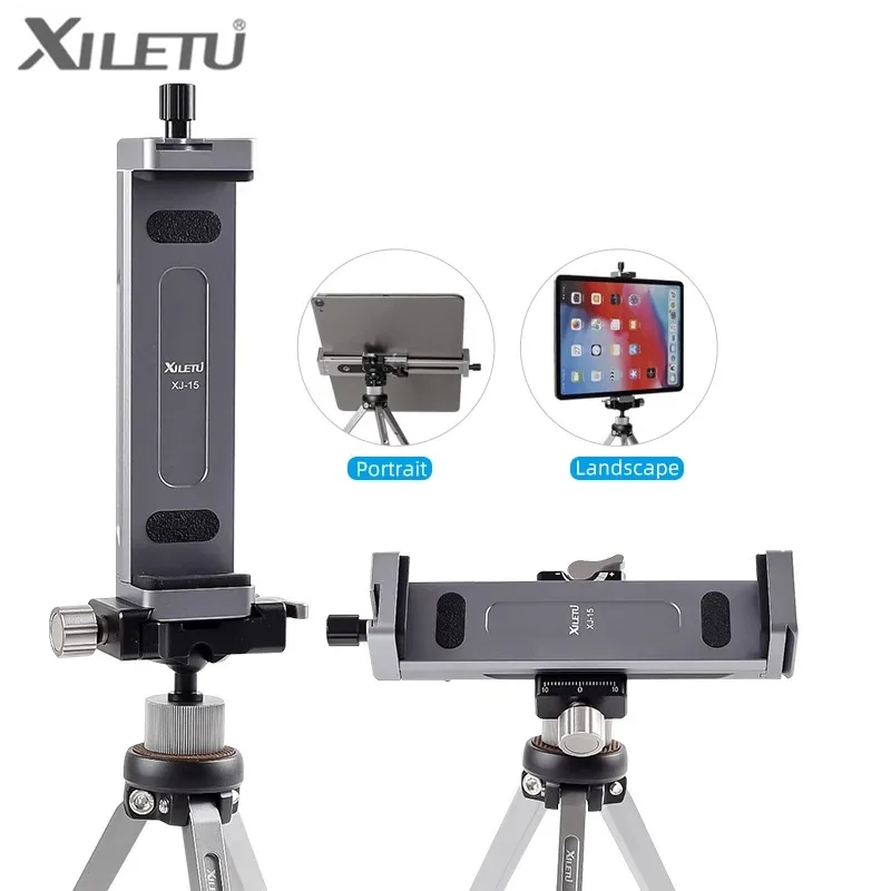 XILETU XJ-15 Universal Aluminum Alloy Tablet Phone Stand Holder Clip Tripod Adjustable Bracket for iPad Pro Air Mini Smartphones