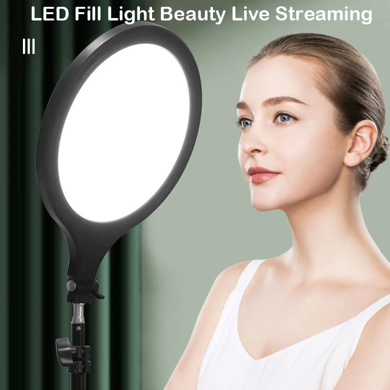 Flat Photography Led Video Ring Light Circle Fill Lighting Camera Photo Studio Phone Selfie Lamp With Tripod Stand Boom Arm 10in