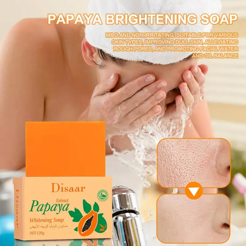 Papaya Skin Whitening Soap For Face & Body Deep Exfoliating Soap Bar Herbal Papaya Extract Anti Freckle Brightens Skin Tone