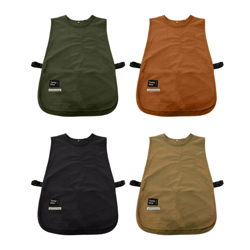 

New Solid Color Nylon Waterproof Work Apron Vest Type Apron Kitchen Waiter Fashion Apron New