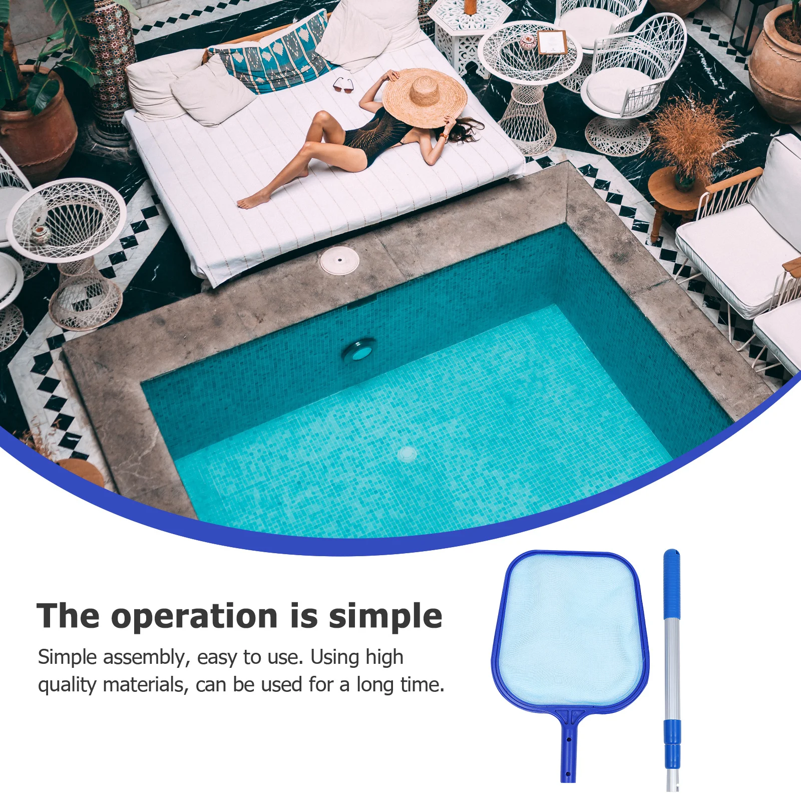 

1Set Telescopic Pool Net Fine Mesh Skimmer for Cleaning Leaves Debris in Swimming Pools Ponds Fountains Fish Tanks Professional