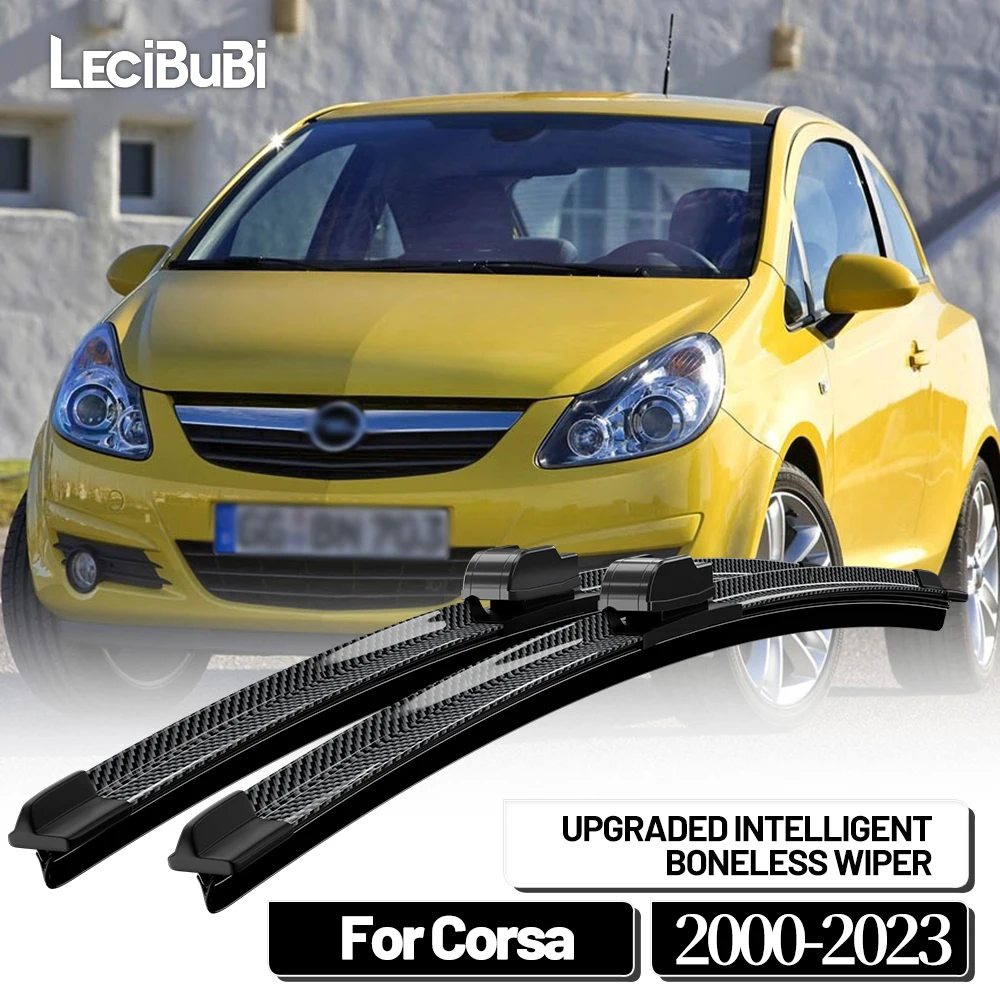 Para Opel Corsa C D E F 2000-2023 2010 2013 2014 2015 2019 2020 2 uds limpiaparabrisas delantero limpiaparabrisas de fibra de carbono