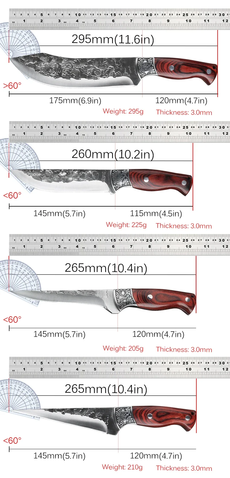 Forged Kitchen Chef Knife 7Cr17Mov Stainless Steel Meat Cleaver Boning Knife Professional Butcher Fish Fruit Knife with Cover