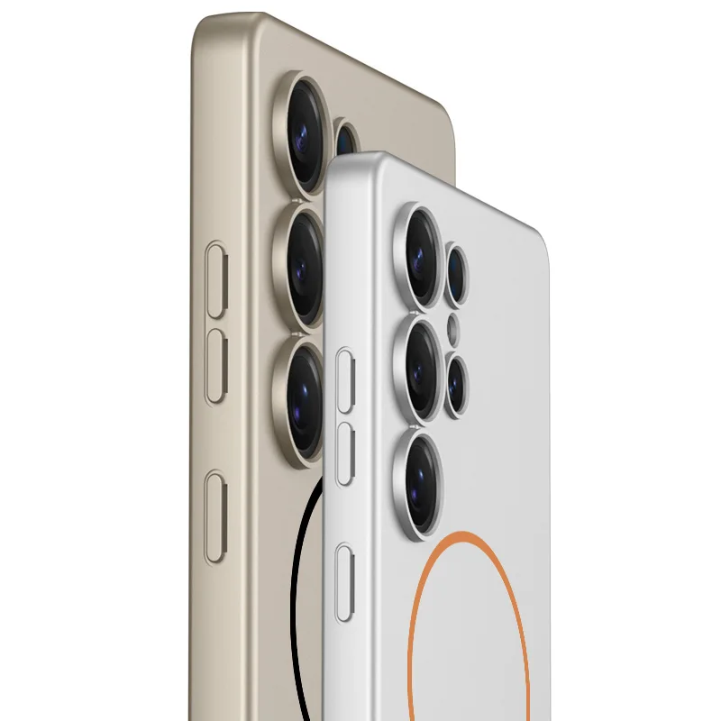 Funda de teléfono con protección de lente, de cuero metálico ultrafino magnético, agradable para la piel, para Samsung Galaxy S25 Ultra