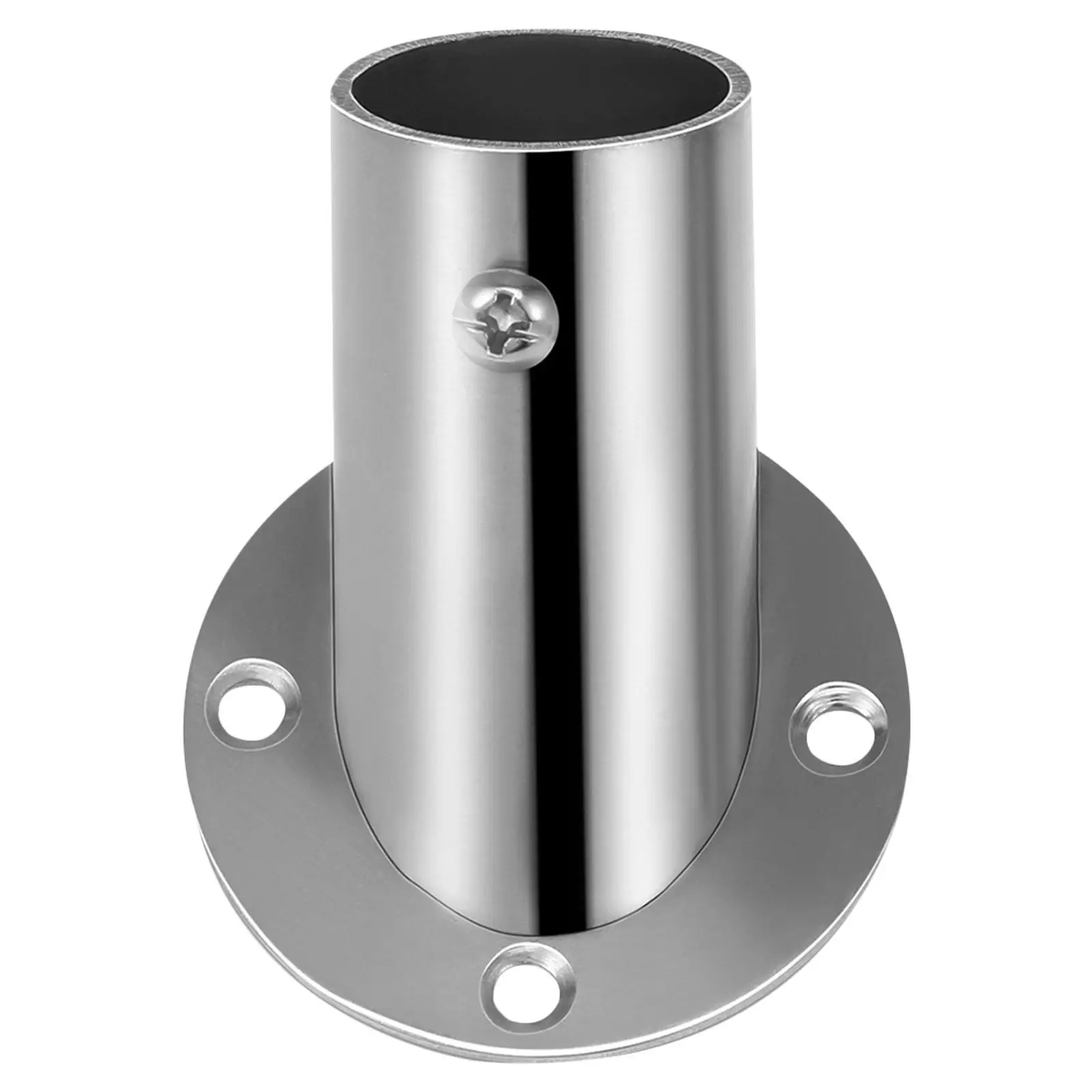 Heavy Duty Stainless Steel Shower Rod Holder Angled Flange Bracket Elevates Curtain Rod Prevents Ground Contact Compact