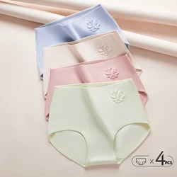 4Pcs Cotton Women's Panties High Waist Body Shaper Underwear Plus Size Breathable Panty Solid Ladies Briefs Slim Female Lingerie