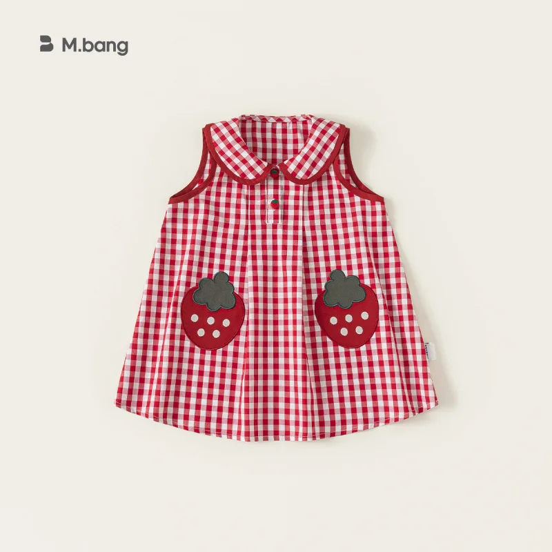 

Youbao Children's Clothing Girls' Dress Summer New Sleeveless Baby Plaid Dress Strawberry Cute Toddler Dress Trendy
