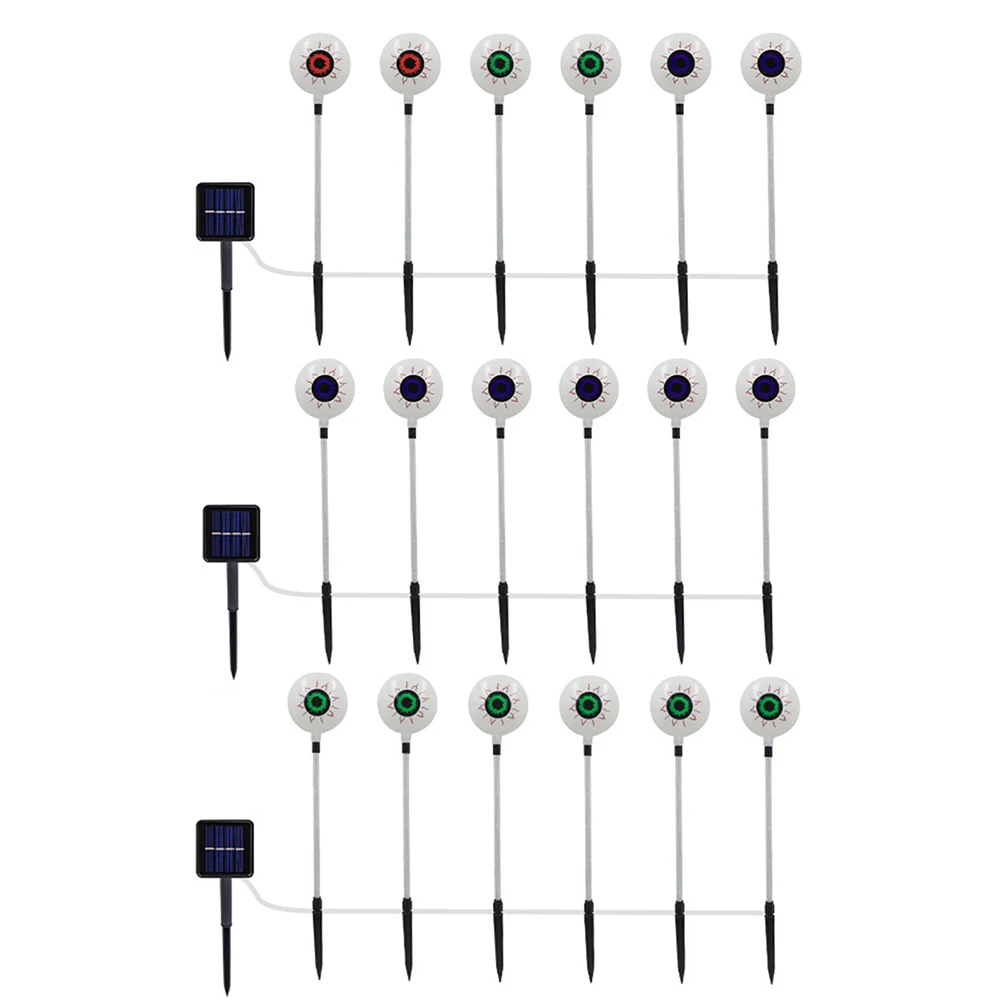 6 sztuk słonecznych strasznych lamp gałek ocznych 8 trybów słonecznych świateł ścieżek LED Solar Eyeball Pathway Lamps for Lawn Patio Party Decor