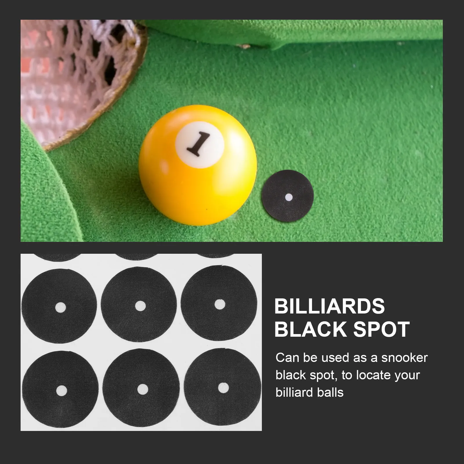 

2 Sheets Billiard Locating Sticker Snooker Marking Dot Stickers for Pool Table Black Dot Daily Storage Convenience
