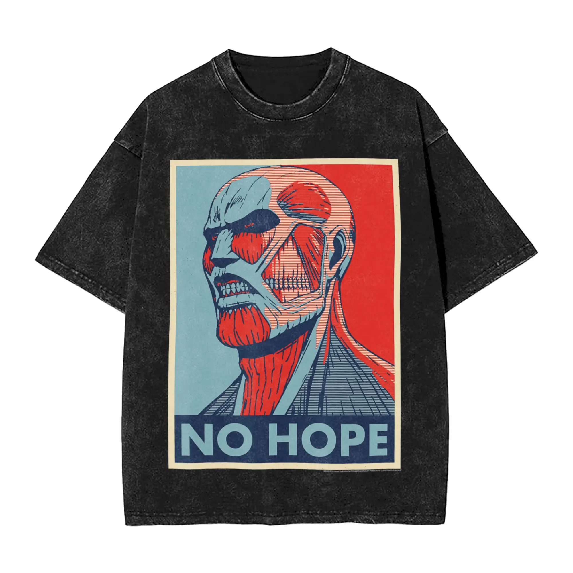 T-shirt pour homme Attack on Titan Colossus Titan No Hope Anime, t-shirt délavé à manches courtes, col rond, vêtements en coton