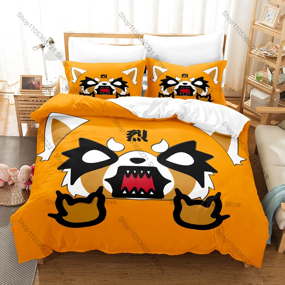 Muted Minimal Office Panda Grunge Sketch Duvet Cover + 2 Pillowcases Neutral Red Beige Decor