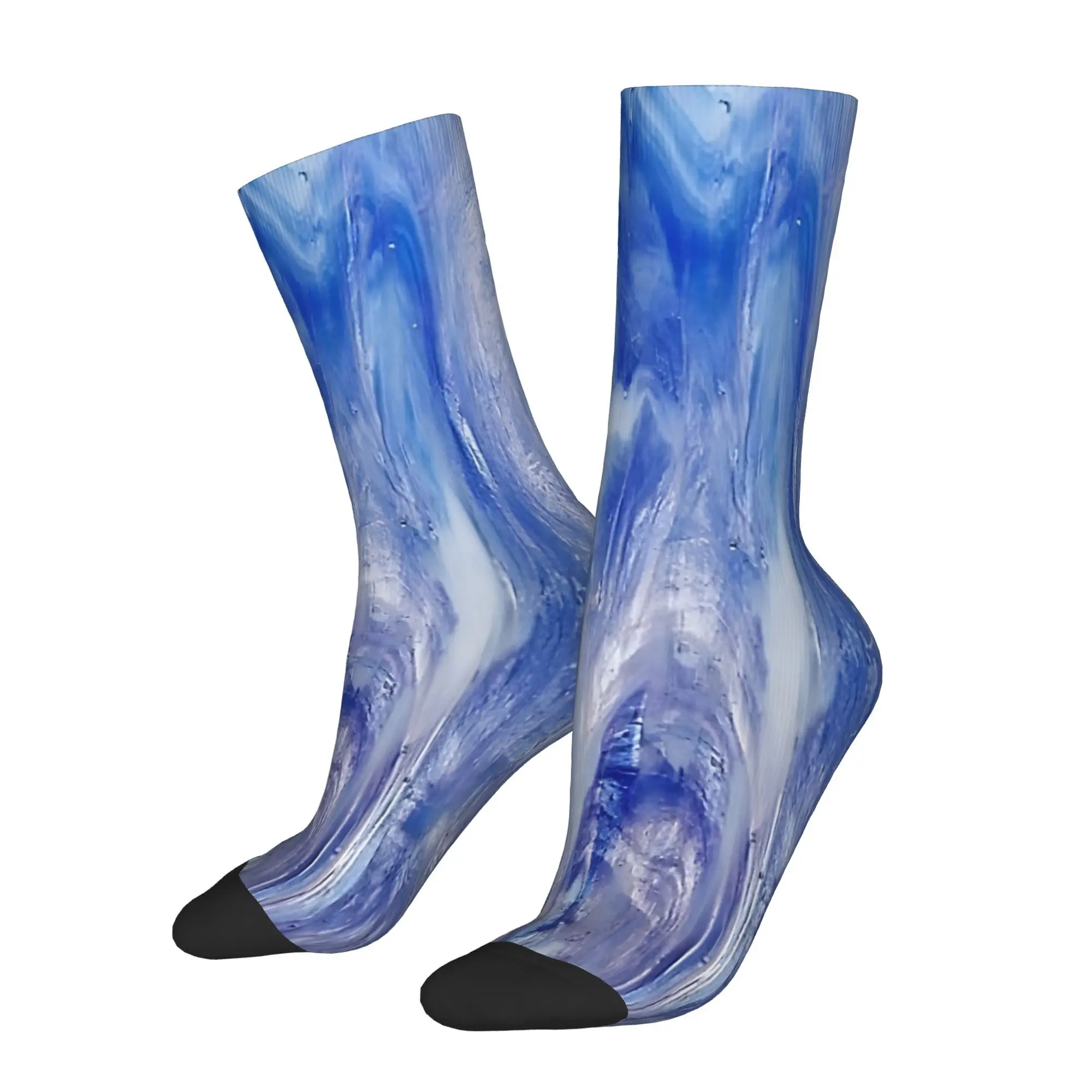 

Blue And White Swirl Glass 3D Print Men Unisex Cycling Windproof Outdoor Hip Hop Running Hiking Warm Mid-calf Sock