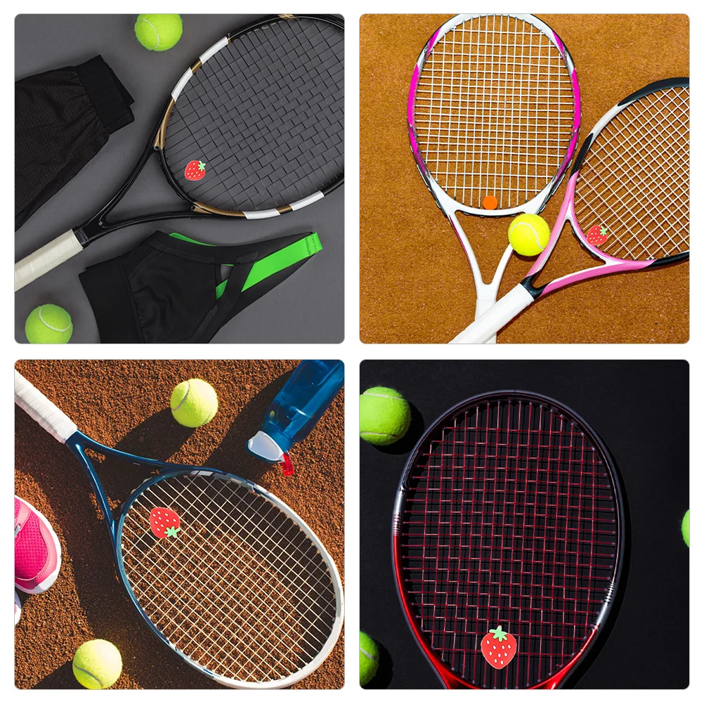

12Pcs Tennis Racket Dampener Strawberry Silicone Vibration Reducer Lightweight Shock Absorber Tennis Dampener Racket Dampeners