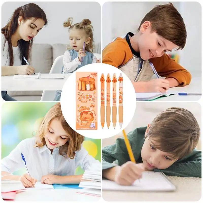 Выдвижные стираемые гелевые ручки 4X Выдвижные стираемые гелевые ручки с чернилами Мультяшные пишущие инструменты с животными для женщин, мужчин, девочек и мальчиков