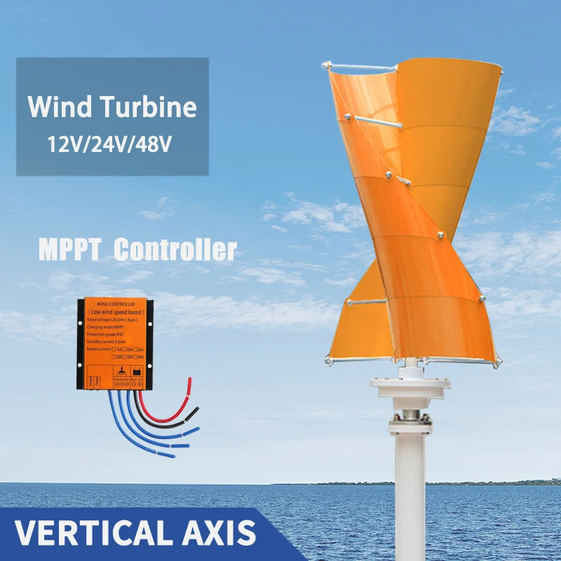 

20KW Vertical Wind Turbine 24V 48V Vertical Axis Wind Generator VAWT Small Windmill Free Energy With MPPT Charging Controller