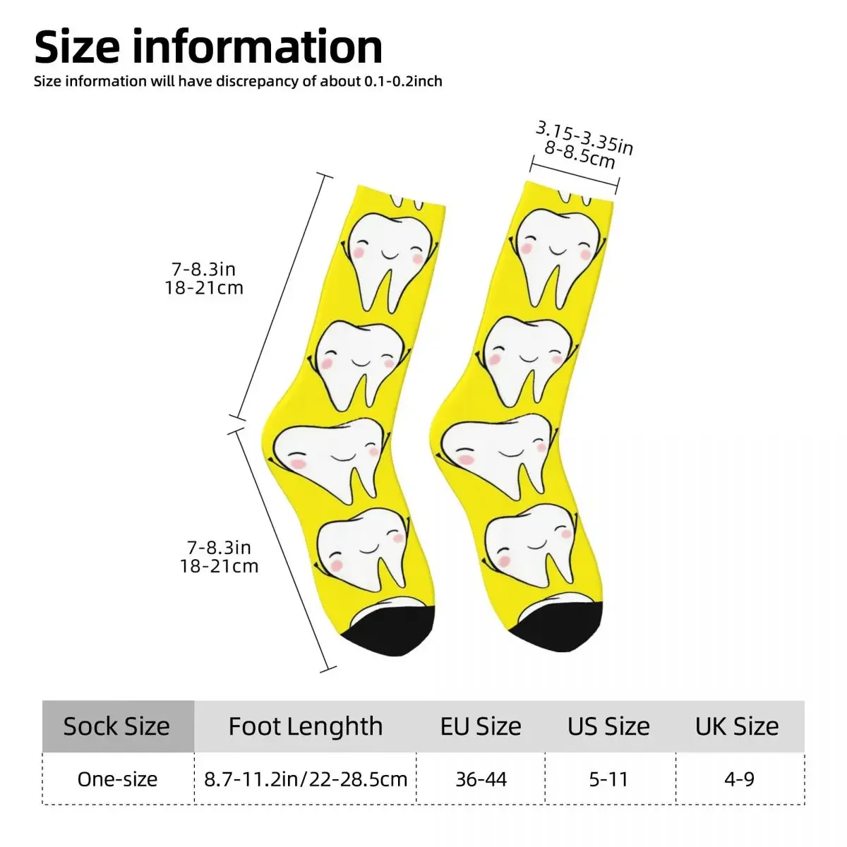 Calcetines con dientes de dentista, medias súper suaves Harajuku, calcetines largos para todas las estaciones, accesorios para regalo de cumpleaños para hombre y mujer